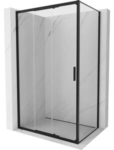 Mexen Exo, posuvná sprchová kabina, dveře 80 cm + boční stěna 75 cm, transparentní sklo, černá, 8153-080-075-70-00