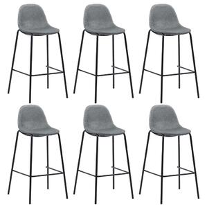 Barové židle - textil - 6 ks | světle šedé