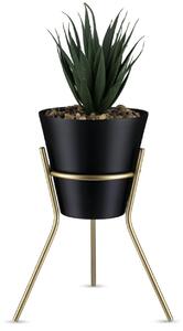 KOVOVÝ KVĚTINÁČ SE STOJÁNEM LOFT 20X16 CM ČERNÁ/ZLATÁ