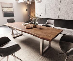 DELIFE Jídelní stůl Edge 260x100 XL akácie hnědá nerezová ocel široký Live-Edge