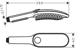 Hansgrohe Dogshower Ruční sprcha 3jet s masážními tryskami, černá mat 26640670