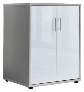 SKŘÍŇ NA ŠANONY, vysoce lesklá bílá, šedá, 54/74/50 cm MID.YOU - Online Only kancelářský nábytek, Online Only