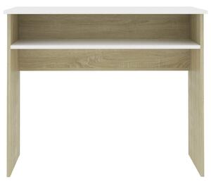 Psací stůl Bllyth - dřevotříska - bílý a dub sonoma | 90x50x74 cm