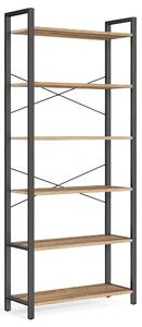 REGÁL, černá, barvy vlašských ořechů, ocel, 80/186/30 cm Boxxx - Knihovny, Online Only