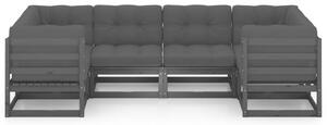 6dílná zahradní souprava s poduškami černá masivní borovice