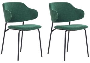Jídelní židle Sada 2 ks Tkanina Tmavě zelená KENAI