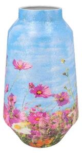 Veliká modrá kovová váza s květy Jullie Jolly blue L - 20*20*39 cm - daan kromhout