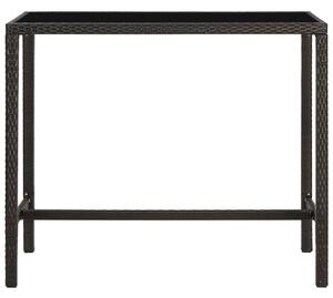 Zahradní barový stůl hnědý 130 x 60 x 110 cm polyratan a sklo