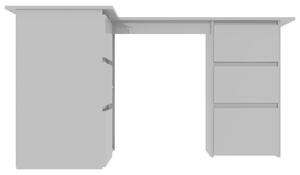 Rohový psací stůl Millendon - dřevotříska - šedý vysoký lesk | 145x100x76 cm