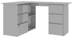 Rohový psací stůl Millendon - dřevotříska - šedý vysoký lesk | 145x100x76 cm