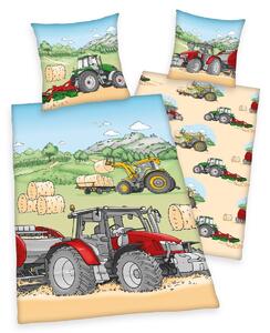 Herding Dětské bavlněné povlečení Traktor, 140 x 200 cm, 70 x 90 cm