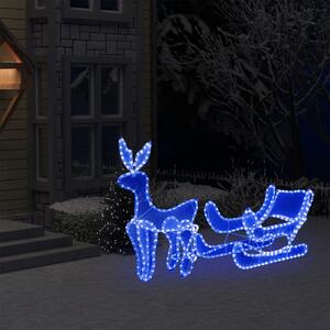 Vánoční světelná dekorace vyplétaný sob se sáněmi 432 LED diod
