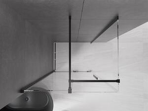 Mexen Velar, sprchový kout s posuvnými dveřmi 110(dveře) x 75(stěna) cm, 8mm čiré sklo, černá matná, 871-110-075-01-70