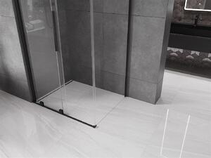 Mexen Velar, sprchový kout s posuvnými dveřmi 90(dveře) x 70(stěna) cm, 8mm čiré sklo, černá matná, 871-090-070-01-70