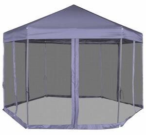 Šestiúhelníkový party stan s 6 stěnami tmavě modrý 3,6 x 3,1 m