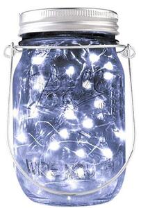 LEDSolar solární závěsná vánoční sklenice s řetězem studená bílá 1 ks, iPRO, 1W, studená bílá