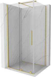 Mexen Velar, sprchový kout s posuvnými dveřmi 140(dveře) x 100(stěna) cm, 8mm čiré sklo, zlatá matná, 871-140-100-01-55