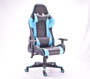 Kancelářská židle MUSTANG černá s modrými pruhy
