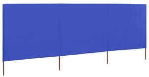 3dílná zástěna proti větru látková 400 x 160 cm azurově modrá