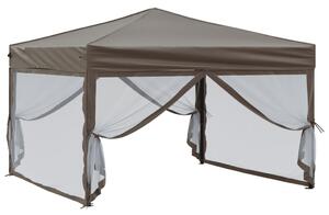 Skládací party stan s bočními stěnami taupe 3 x 3 m