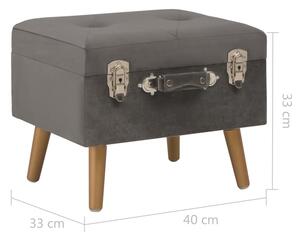 Stolička Allbyn s úložným prostorem - sametová - 40 cm | šedá