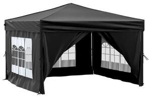 Skládací party stan s bočními stěnami černý 3 x 3 m