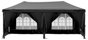 Skládací party stan s bočními stěnami černý 3 x 6 m