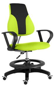 Dětská rostoucí židle s podnoží BAMBINO – látka, černo-žlutozelená
