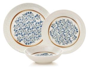 Jídelní sada 24 ks modrá/béžová/porcelán