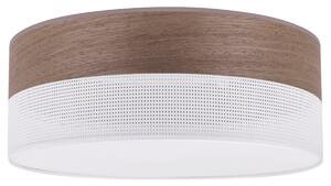 Stropní svítidlo Wood, 1x hnědá ořechová dýha/bílé plastové stínítko, (bílé plexisklo), (fi 40cm)