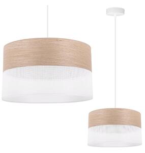 Závěsné svítidlo Wood, 1x béžová dubová dýha/bílé plastové stínítko, (fi 30cm)