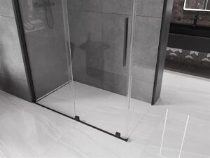 Mexen Velar, sprchový kout s posuvnými dveřmi 130(dveře) x 70(stěna) cm, 8mm čiré sklo, černá matná, 871-130-070-01-70