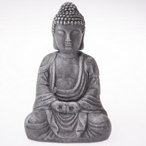 Betonová soška Buddhy, 13 x 20 cm, tm. šedá