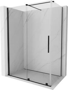 Mexen Velar, sprchový kout s posuvnými dveřmi 160(dveře) x 80(stěna) cm, 8mm čiré sklo, černá matná, 871-160-080-01-70