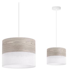 Závěsné svítidlo Wood, 1x světle béžová dubová dýha/bílé plastové stínítko, (fi 20cm)