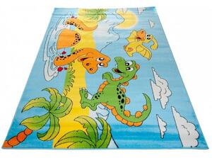 Dětský kusový koberec Dinosauři modrý 200x290cm