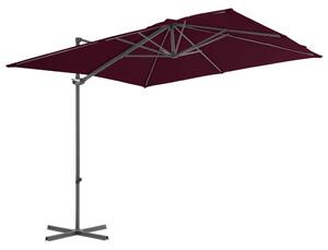 Boční zahradní slunečník s ocelovou tyčí bordó 250 x 250 cm