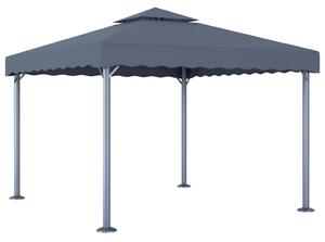 Altán se světelnými LED řetězy 300 x 300 cm antracitový hliník