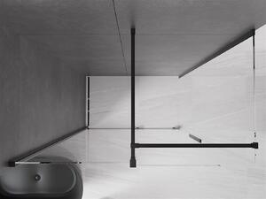 Mexen Velar, sprchový kout s posuvnými dveřmi 130(dveře) x 75(stěna) cm, 8mm čiré sklo, černá matná, 871-130-075-01-70