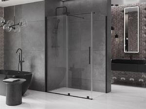 Mexen Velar, sprchový kout s posuvnými dveřmi 130(dveře) x 70(stěna) cm, 8mm čiré sklo, černá matná, 871-130-070-01-70