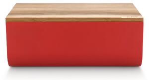 Ocelový chlebník "Mattina" s krájecím prkénkem, červený - Alessi