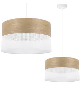 Závěsné svítidlo Wood, 1x dýha zlatý dub/bílé plastové stínítko, (fi 30cm)