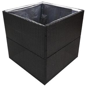 Zahradní truhlík černý 80 x 80 x 80 cm polyratan