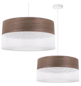 Závěsné svítidlo Wood, 1x hnědá ořechová dýha/bílé plastové stínítko, (fi 44cm)