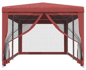 Party stan se 6 síťovanými bočnicemi červený 3 x 6 m HDPE