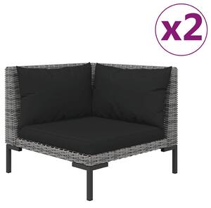 3dílná zahradní sedací souprava tmavě šedá polokulatý polyratan