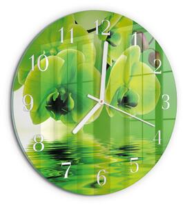 Skleněné hodiny na stěnu Orchidej zsob-fi30-00085949