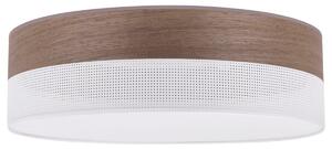 Stropní svítidlo Wood, 1x hnědá ořechová dýha/bílé plastové stínítko, (bílé plexisklo), (fi 50cm)