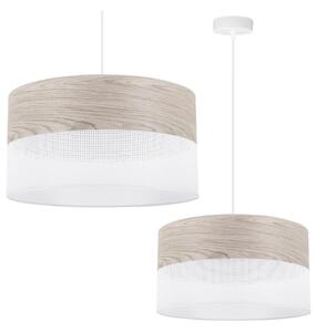 Závěsné svítidlo Wood, 1x světle béžová dubová dýha/bílé plastové stínítko, (fi 40cm)