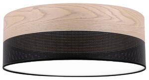 Stropní svítidlo Wood, 1x béžová dubová dýha/černé plastové stínítko, (bílé plexisklo), (fi 40cm)
